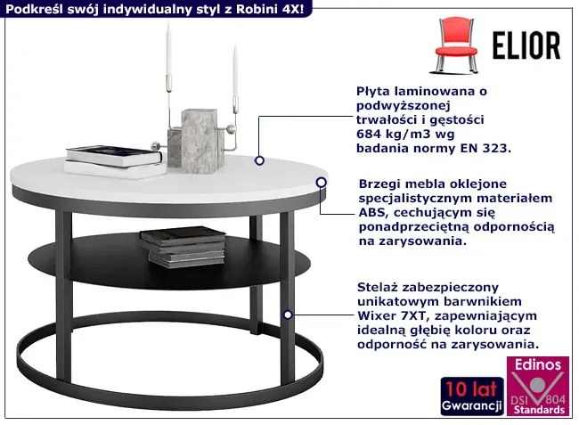 Dwupoziomowy stolik kawowy czarny + biały - Robini 4X