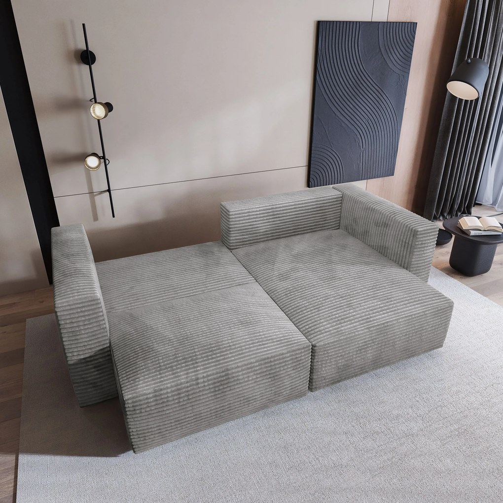 Masseno Narożnik NERIO z funkcją spania i pojemnikiem na pościel Narozniki L, Rozkładana sofa - Jasnoszary, TILIA 86