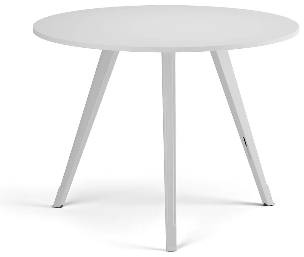 Stolik kawowy PRIMO ZEN, średnica 100 cm, biała podstawa, biały