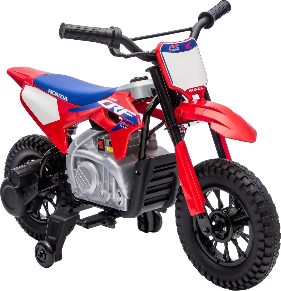 AIYAPLAY Elektryczny motocykl dla dzieci HONDA CRF 450R 12 V dziecięcy motocross z silnikiem 35 W akumulatorem litowym tylne zawieszenie koła 30,48 cm | Aosom PL