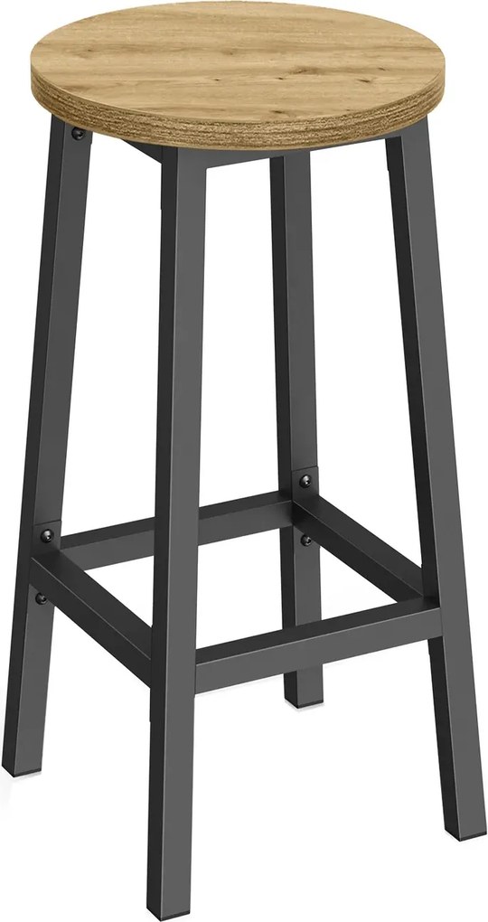 Loftowy hoker z podnóżkiem dąb artisan + czarny W8-L34