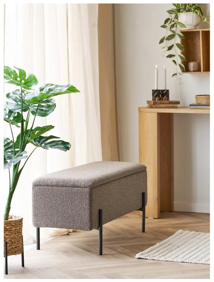 Brązowa ławka z materiału bouclé Watford – House Nordic