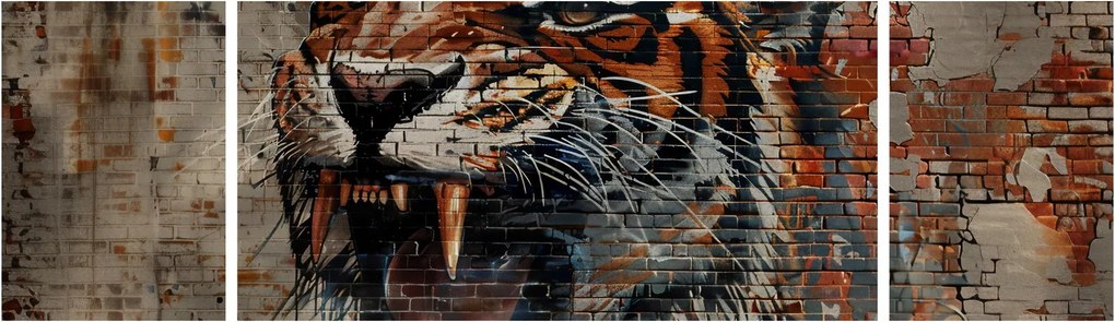 Obraz - Tygrys z cegieł (170x50 cm)