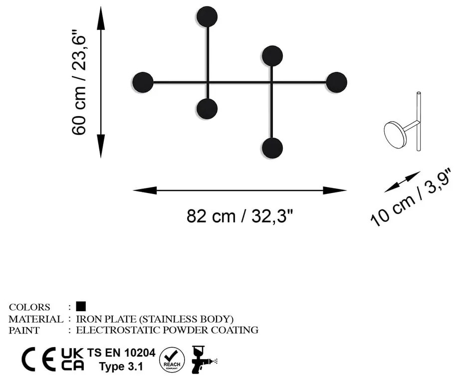 Czarny metalowy wieszak ścienny Dama – Kalune Design