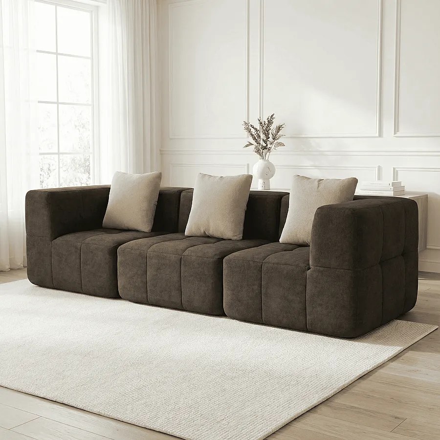 Sofa do salonu Eden Simple 3-osobowa – brąz piaskowy