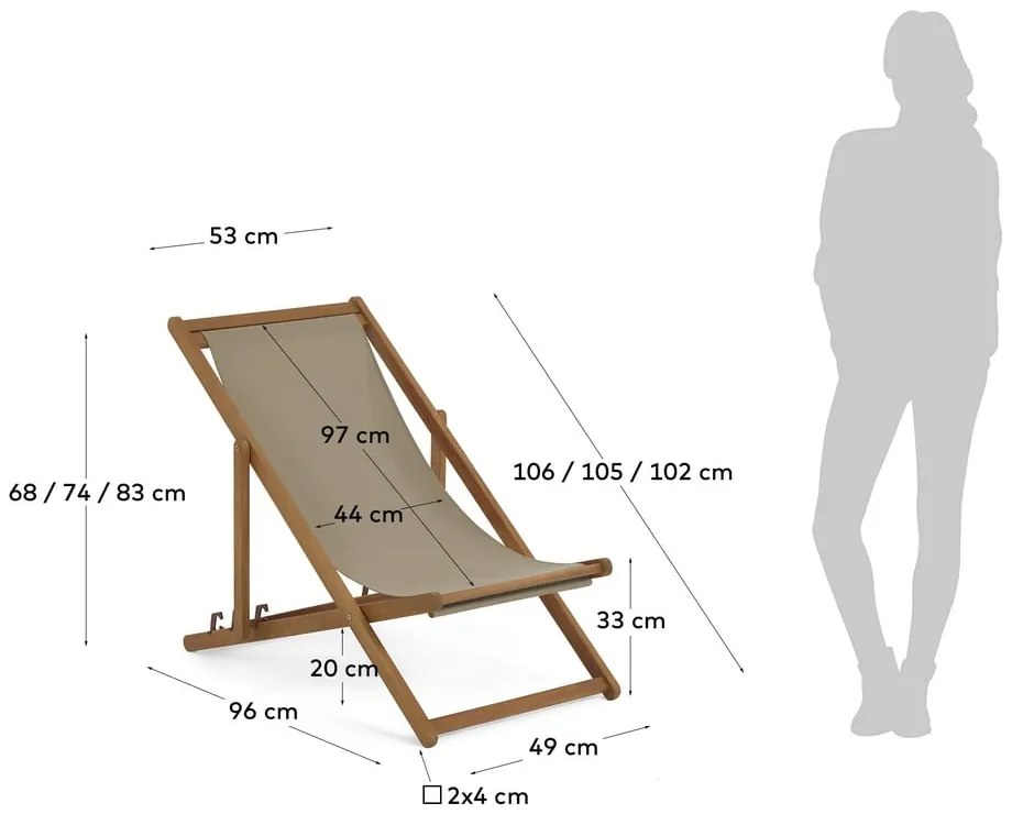 Ciemnozielony składany leżak plażowy z drewna akacji Kave Home Adredna