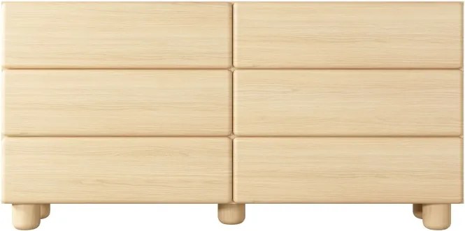 COMO komoda 160 cm 6 szuflad jasne drewno – nowoczesna komoda MDF, push-to-open, pełen wysuw, drewniane nogi, minimalistyczny de
