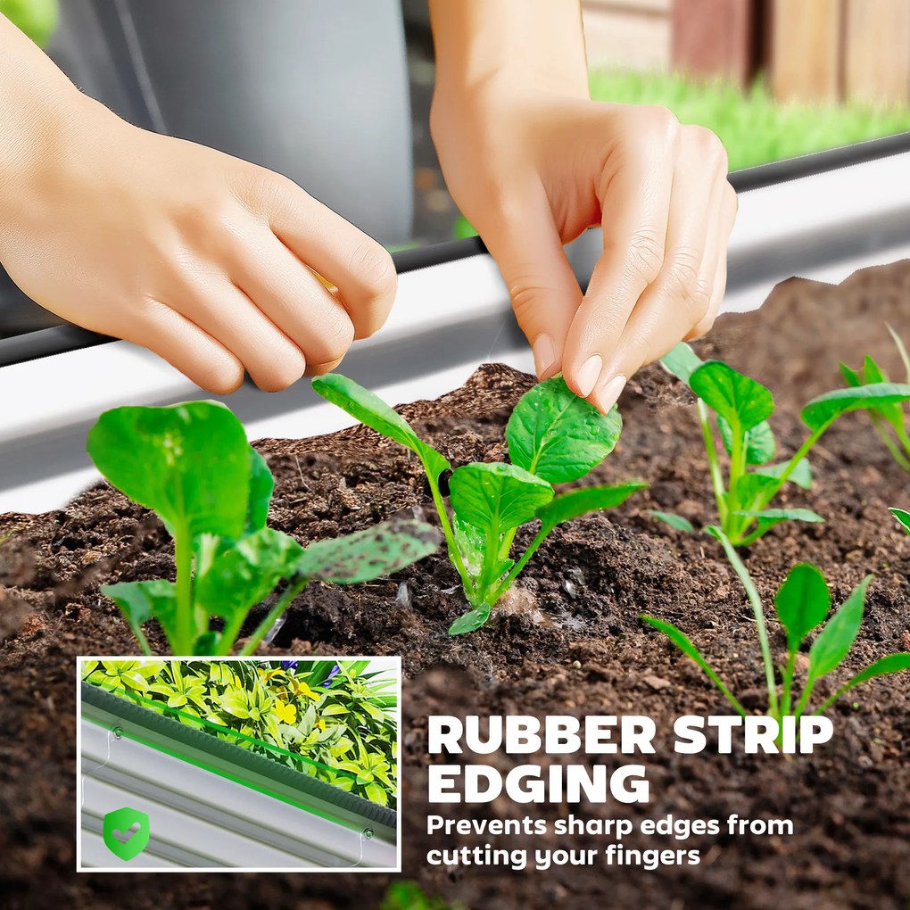 Outsunny Podwyższone Grządki Metalowe Zestaw 2 szt. 135 x 90 x 30 cm Owalne Grządki z Gumowymi Krawędziami | Aosom PL