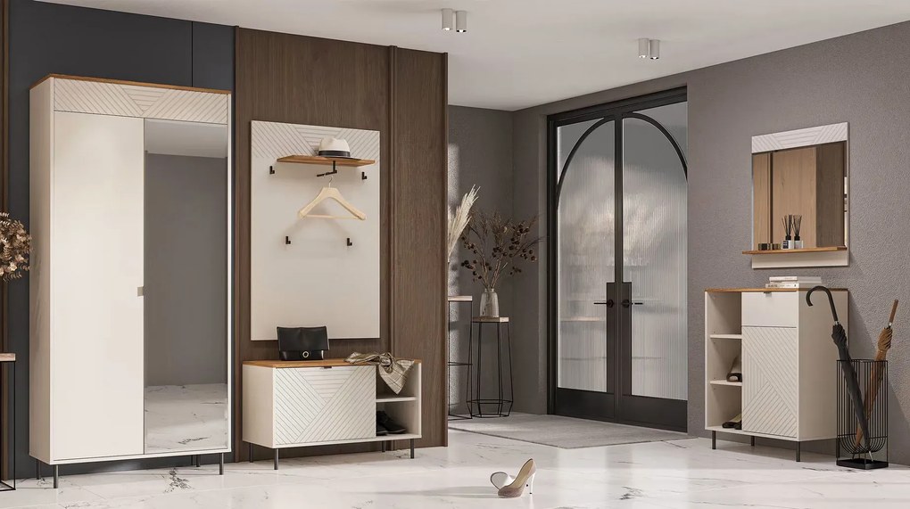 Wieszak ścienny z półką kaszmir + dąb castello A1-R78