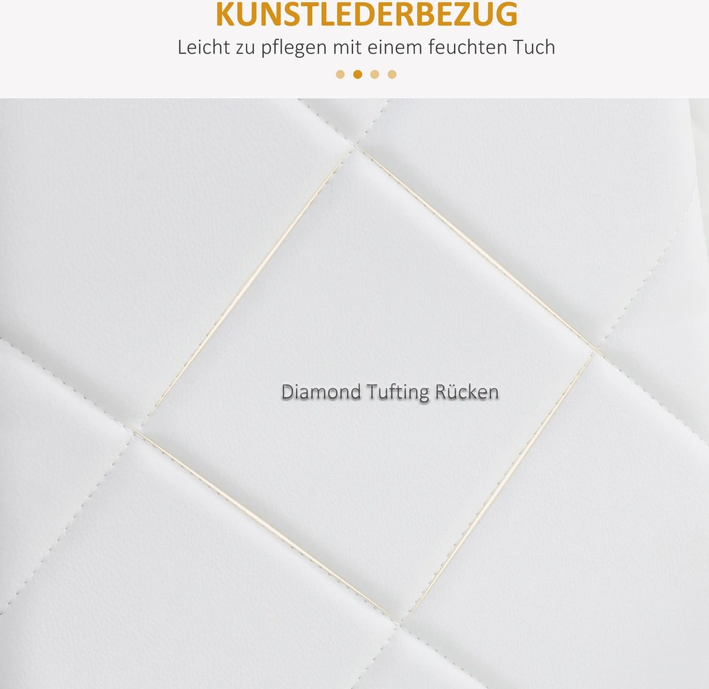 HOMCOM Krzesło Jadalniane Zestaw 4 Tapicerowane Kuchenne Białe Wygodne | Aosom PL