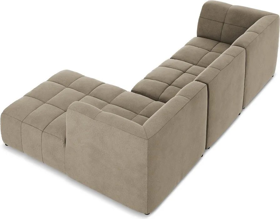 Brązowy aksamitny narożnik (prawostronny/z szezlongiem) Aloha – Makamii