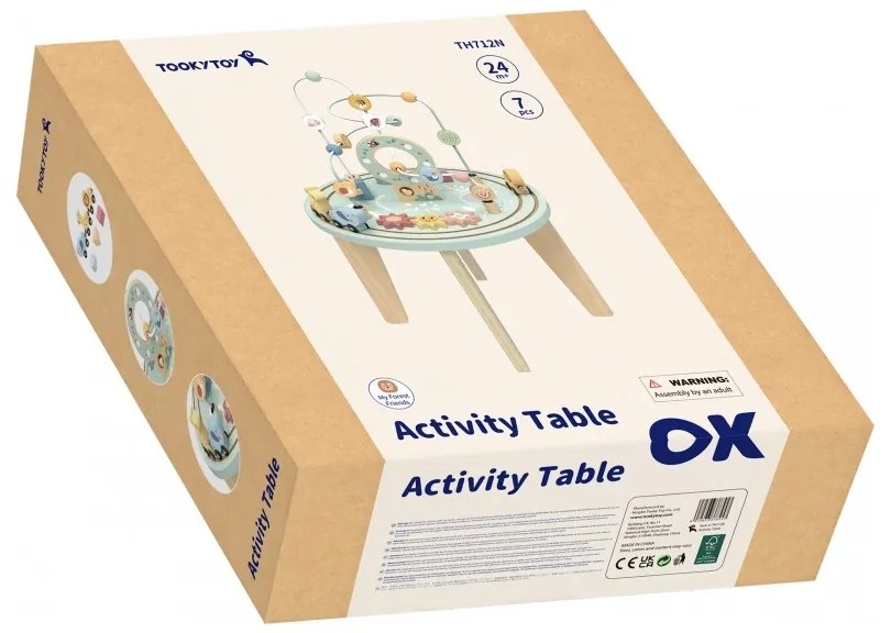 Tooky toy drewniany stół aktywności montessori pętla motoryczna