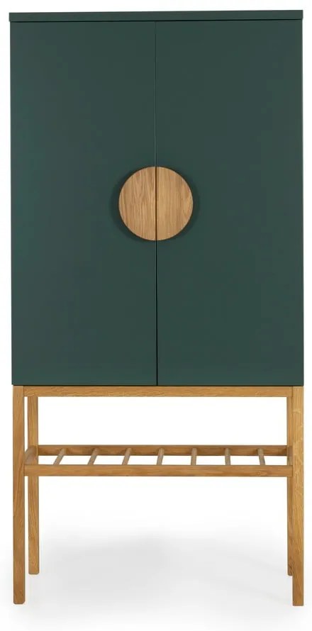 Zielona komoda z nogami z drewna dębowego Tento Scoop, wys. 162 cm