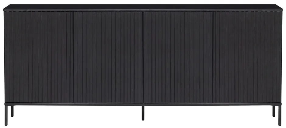 Czarna niska komoda z litego drewna sosnowego 200x85 cm Gravure – WOOOD