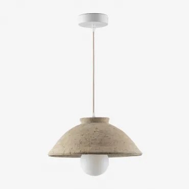 Lampa Sufitowa Wisząca Z Terakoty Sainza Ø32 Cm & Kremowa Tapioca - Sklum