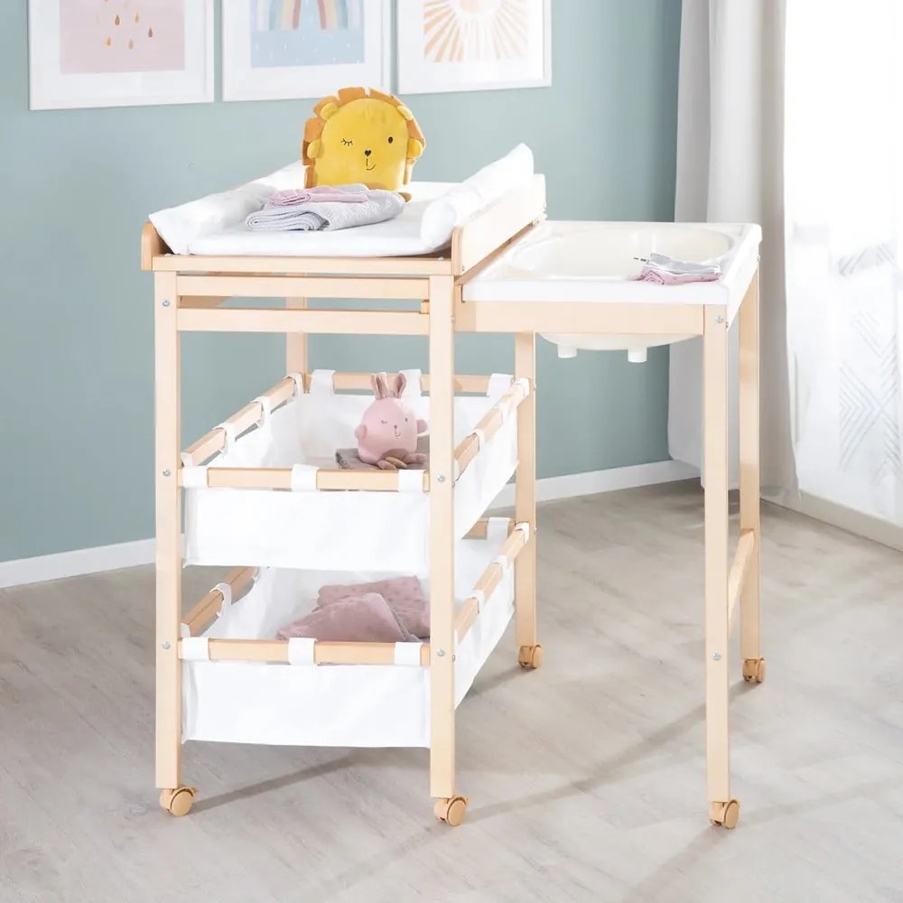 Biało-naturalny przewijak w dekorze brzozy Baby Pool – Roba