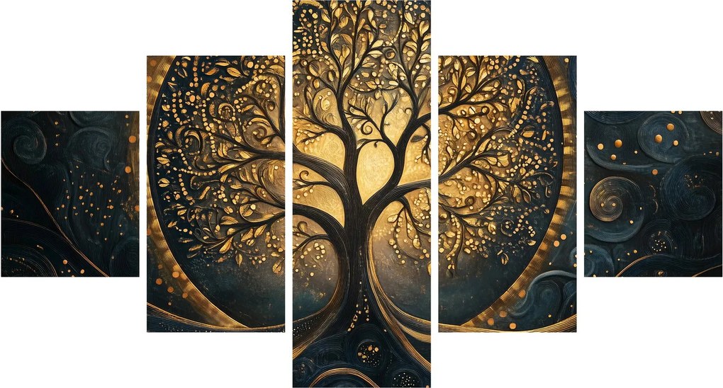 Obraz – Drzewo ze złotą aurą (125x70 cm)