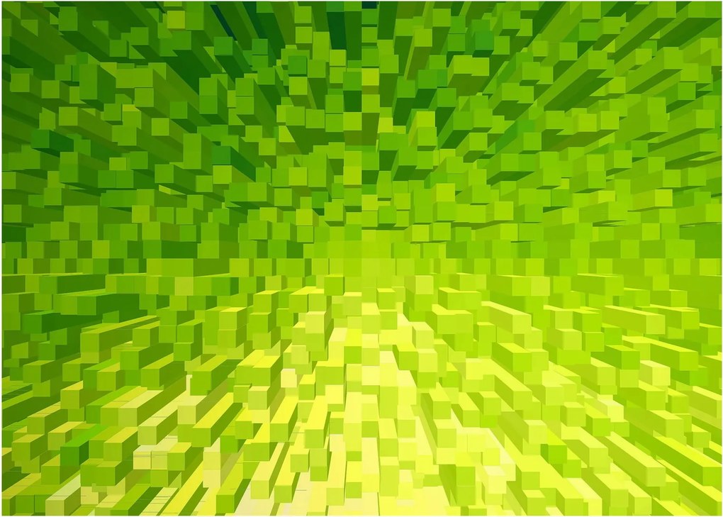 Obraz na szkle - żółto-zielone kostki (70x50 cm)