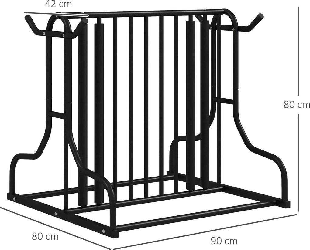 DURHAND Stojak na Rowery Czarny 90x80x80cm | Aosom PL