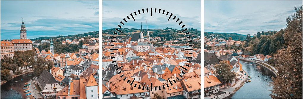 Obraz - Český Krumlov (z zegarem) (90x30 cm)