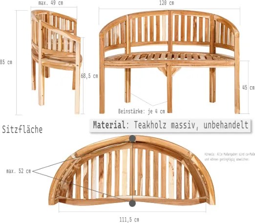Ławka ogrodowa z drewna teakowego, klasyczny design, 120 cm