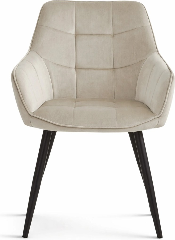 Krzesło do jadalni VARSI VELVET z czarnymi nogami, beżowe
