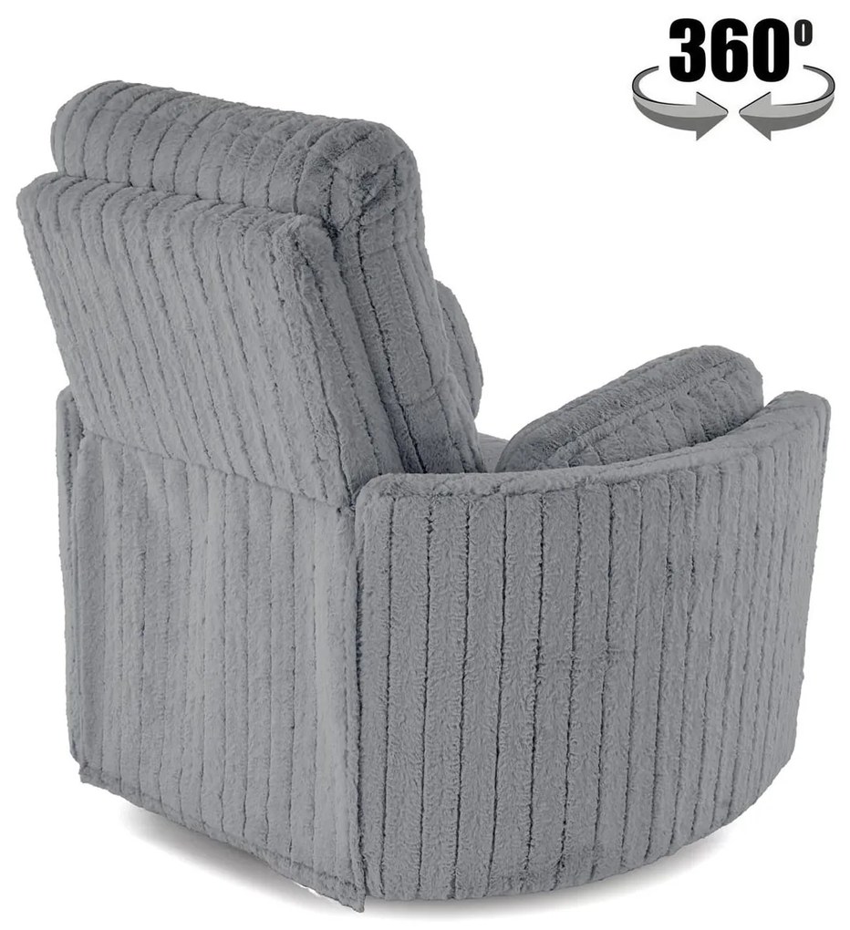 Fotel wypoczynkowy, obrotowy, elektrycznie rozkładany, bujany PEGAS popiel