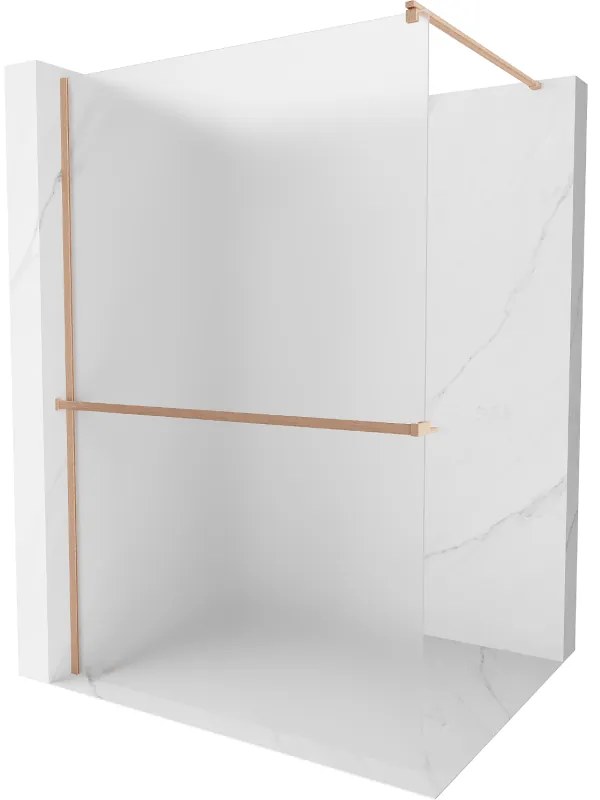 Mexen Kioto+ ścianka prysznicowa z półką Walk-in 140 x 200 cm, szron, miedź szczotkowana - 800-140-121-65-30