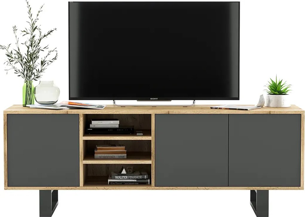 Szafka industrialna rtv dąb wotan + grafit Z0-C54