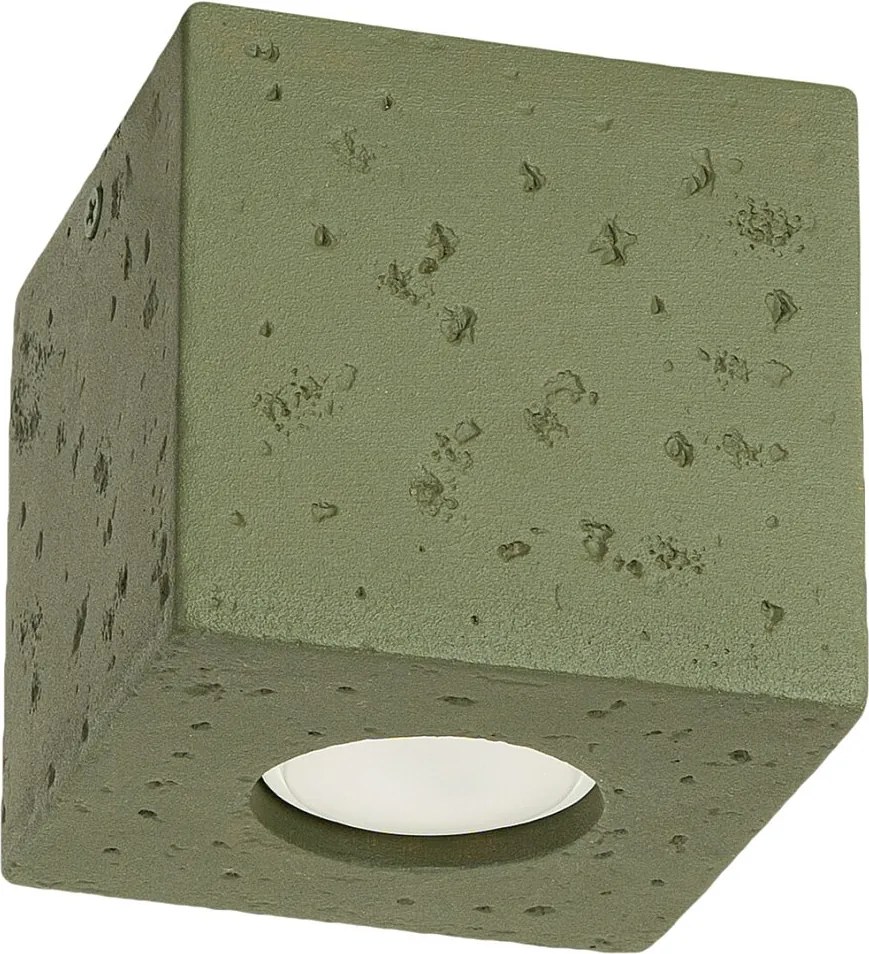 Lampa sufitowa industrialny Quad, beton - 1 źródło - L.10 x H.10 cm - zielony oliwkowy