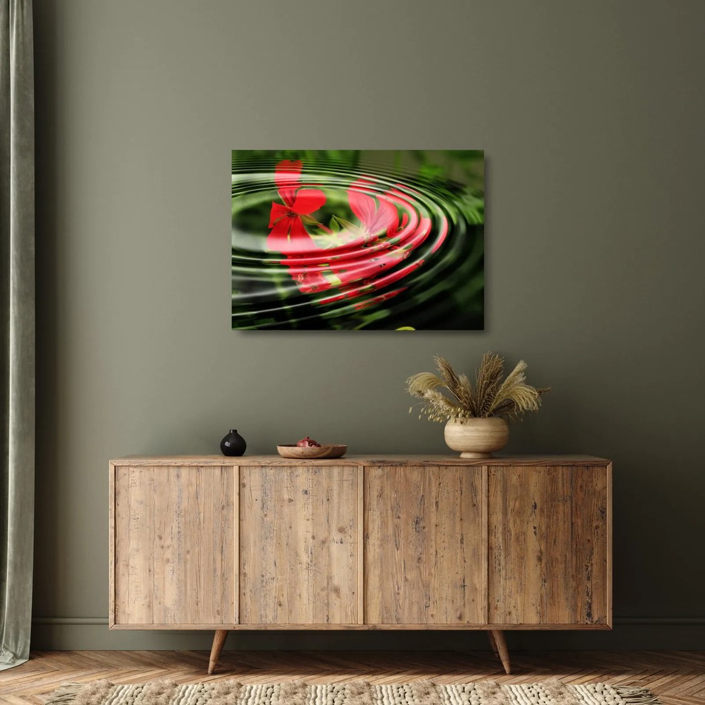 Obraz na szkle - abstrakcyjny obraz - kwiaty w falach (70x50 cm)