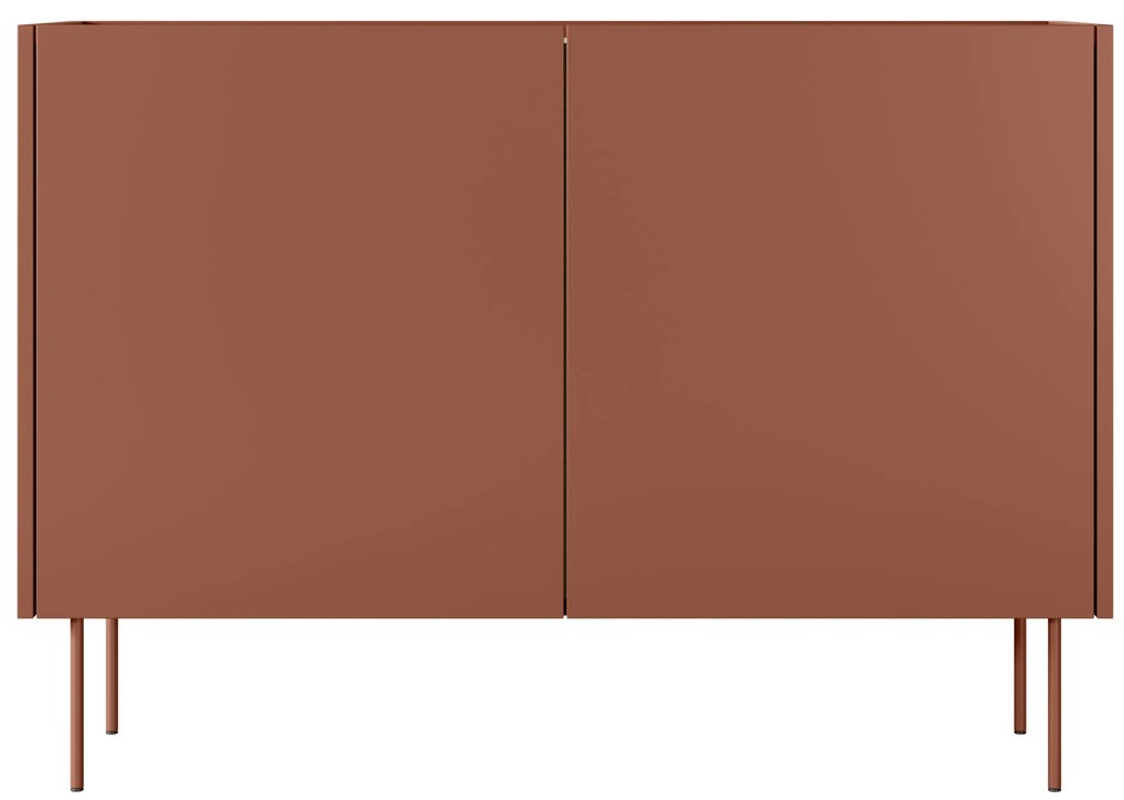 Komoda Desin 120 cm z metalowymi nogami - ceramic red / dąb nagano