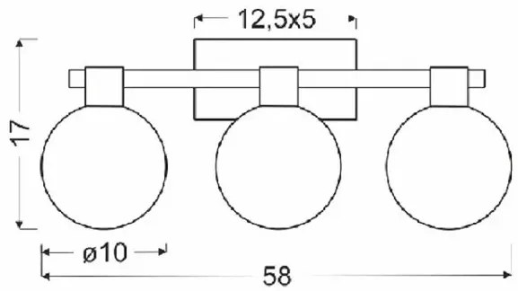 Chromowany kinkiet na listwie trzy szklane kule - V116 E2-F12