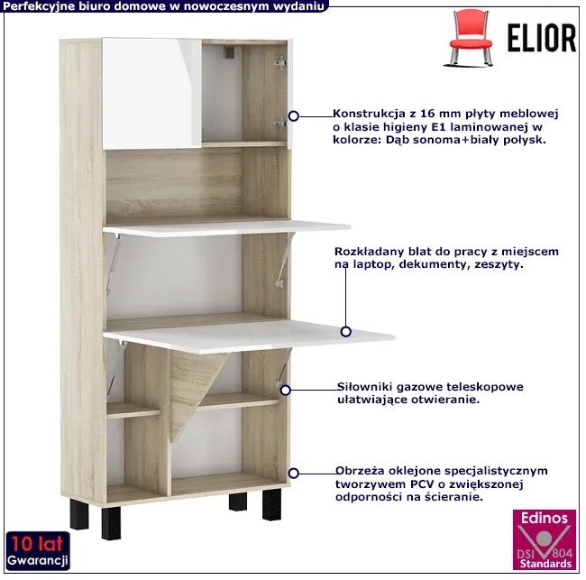 Szafka z biurkiem składanym dąb sonoma + biały Z2-G45