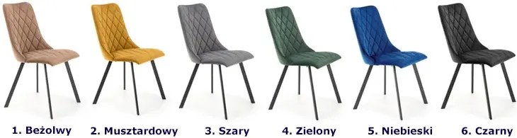 Zielone welurowe krzesło pikowane - Villo