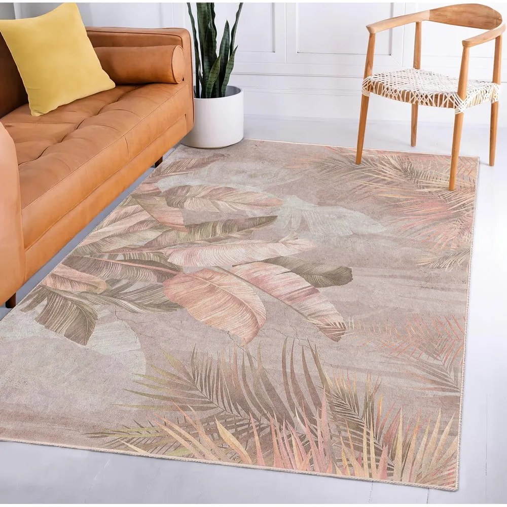 Beżowy chodnik odpowiedni do prania 80x200 cm Dusty Leaves – Mila Home