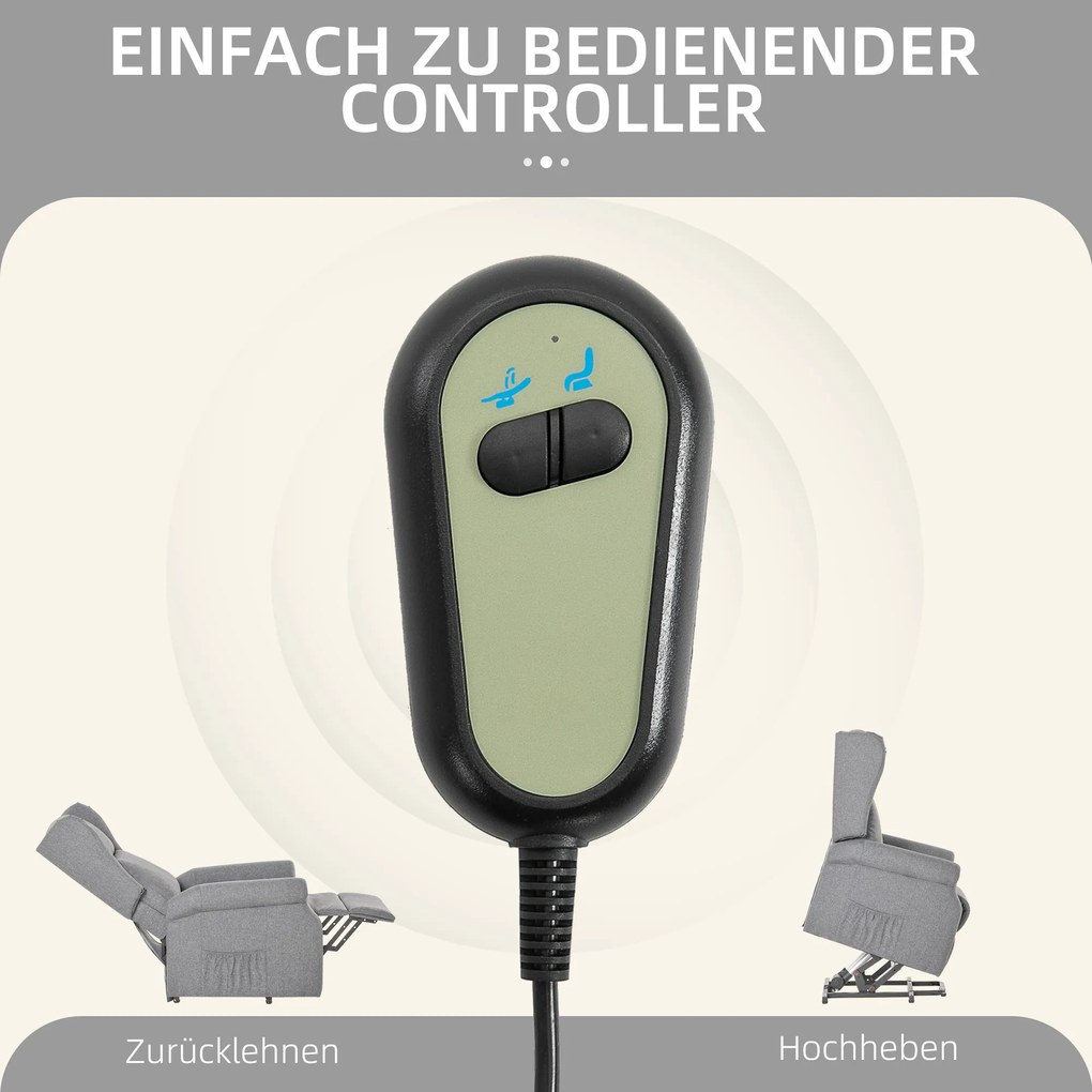 Fotel podnoszony z funkcją wstawania i leżenia kremowy szary idealny do salonu z tkaniny | Aosom PL