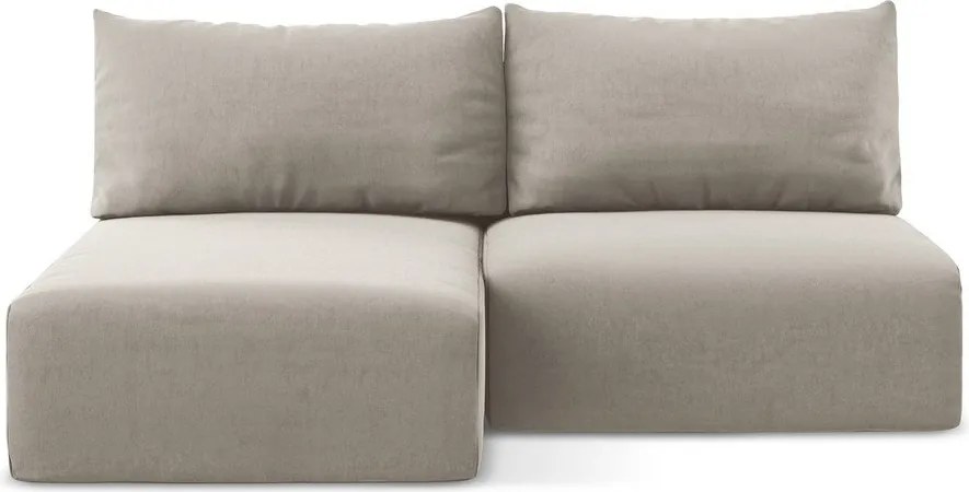 Szarobrązowy aksamitny rozkładany narożnik ze schowkiem (lewostronny/z szezlongiem) Kalena – Makamii