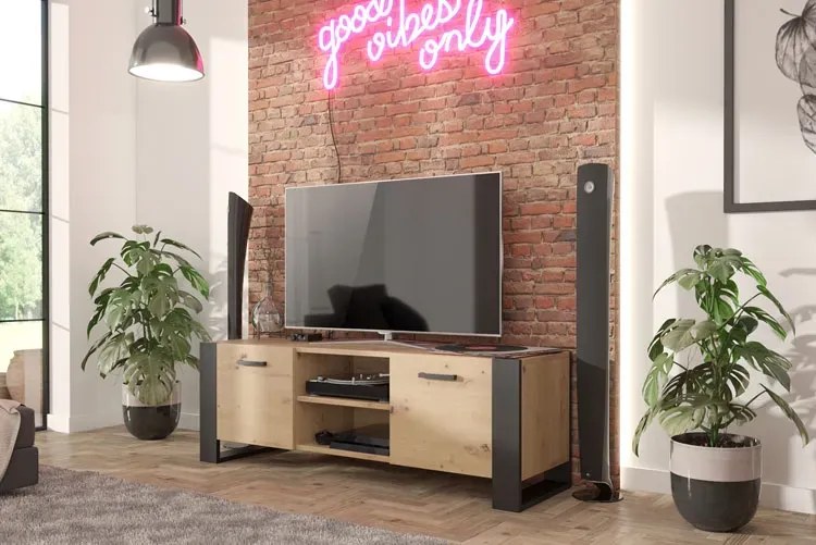Nowoczesna szafka RTV dąb artisan 150 cm K5-L72