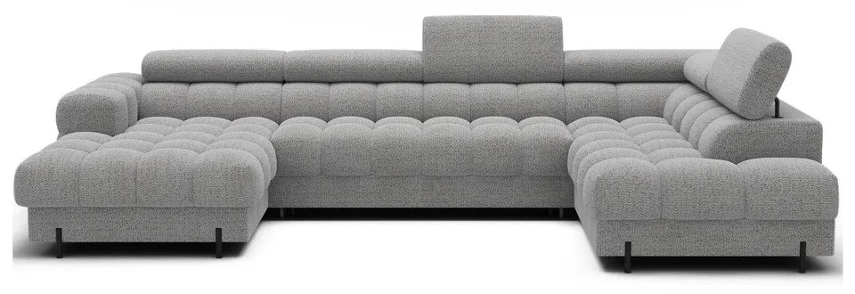 Szary rozkładany narożnik z materiału bouclé (prawostronny/w kształcie litery U) Feraria – ELTAP