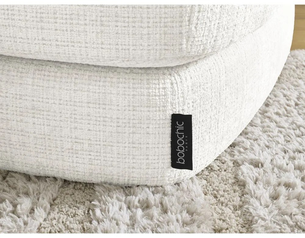 Biały narożnik z tkaniny szenilowej (prawostronny/z szezlongiem) Leonore – Bobochic Paris