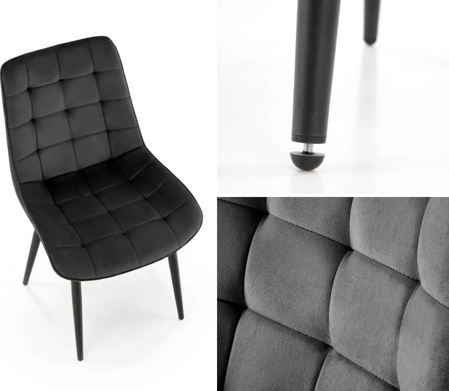 Pikowane aksamitne krzesło do jadalni K580 Halmar