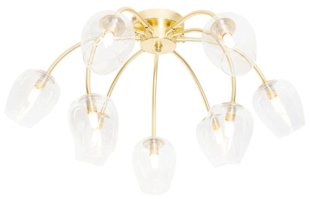 Klasyczna lampa sufitowa złota ze szkłem 9-świateł - Elien