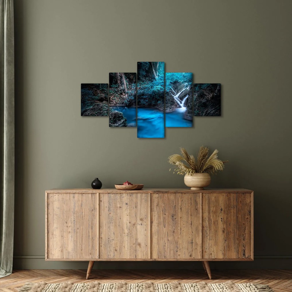 Obraz - Magiczna noc w tropikalnym lesie (125x70 cm)