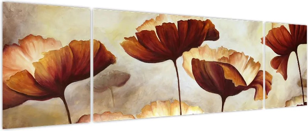 Obraz czerwonych kwiatów (170x50 cm)