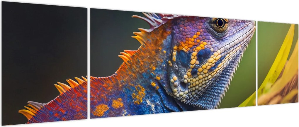 Obraz - Kolorowy legwan (170x50 cm)