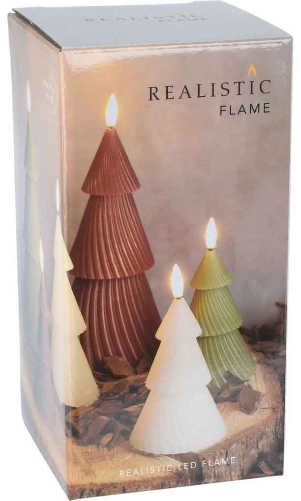 Świeczka LED choinka czerwony, 1x LED, 8,5 x 15cm, 2x AAA