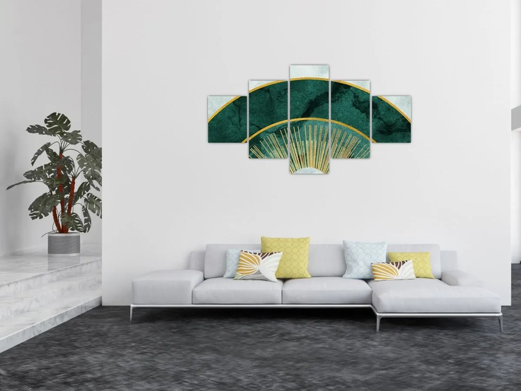 Obraz - Kształty ze złotą teksturą (125x70 cm)