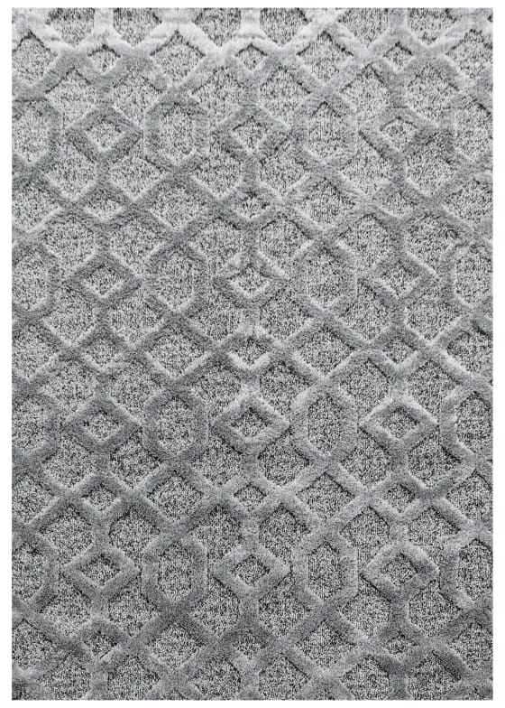 Dywan nowoczesny Pisa 3D kratka szary 200 cm x 290 cm