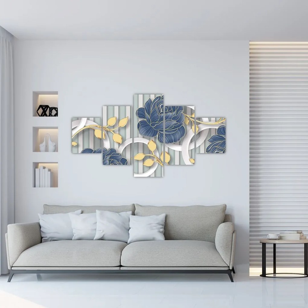 Obraz - róże i koła (125x70 cm)